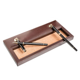 Chocolate Brown Leather Double Pen Stand
